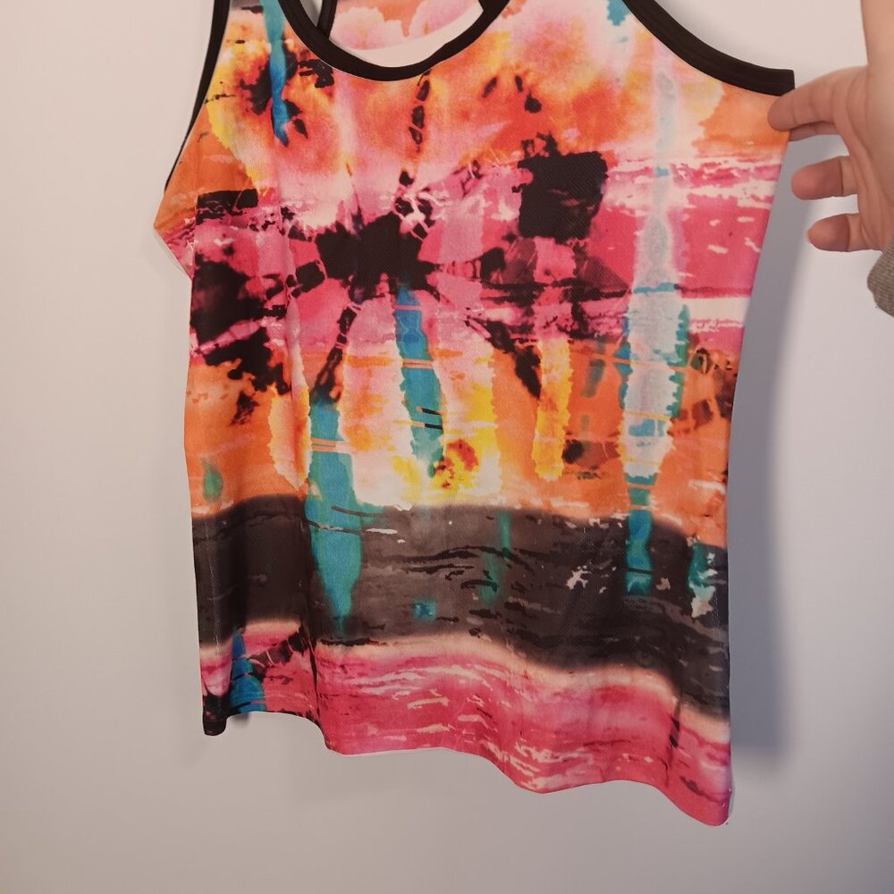 PBX Pro Racerback Athletic Tank Top, Multicolor Abstract Print, Women's Large - Picture 2 of 6